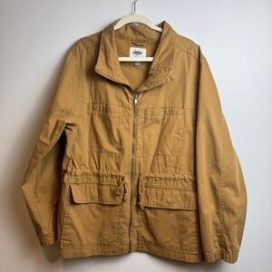 Old Navy Oversized Utility Field Jacket XXL Tan Chore Drawstring Barn Gorpcore